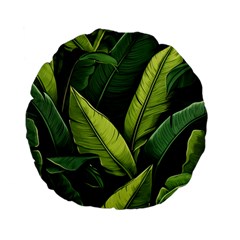 Banana Leaves Pattern Standard 15  Premium Flano Round Cushions by goljakoff