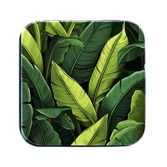 Banana Leaves Pattern Square Metal Box (black)