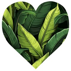 Banana Leaves Pattern Wooden Puzzle Heart by goljakoff