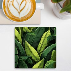 Banana Leaves Pattern Uv Print Square Tile Coaster  by goljakoff