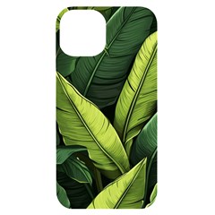 Banana Leaves Pattern Iphone 14 Black Uv Print Case by goljakoff