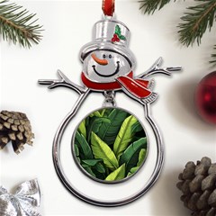 Banana Leaves Pattern Metal Snowman Ornament