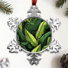 Banana Leaves Pattern Metal Small Snowflake Ornament by goljakoff