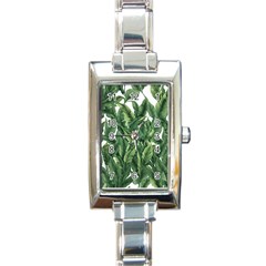 Tropical Leaves Rectangle Italian Charm Watch by goljakoff