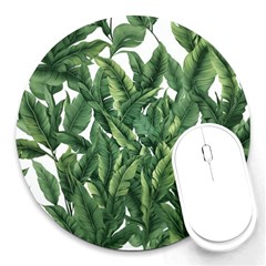 Tropical Leaves Round Mousepad by goljakoff