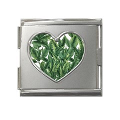 Tropical Leaves Mega Link Heart Italian Charm (18mm) by goljakoff