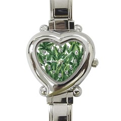 Tropical Leaves Heart Italian Charm Watch by goljakoff