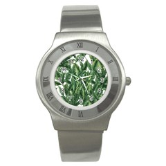 Tropical Leaves Stainless Steel Watch by goljakoff