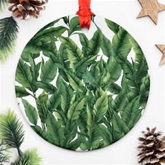 Tropical Leaves Round Ornament (two Sides) by goljakoff