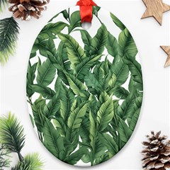 Tropical Leaves Oval Ornament (two Sides)