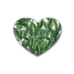 Tropical Leaves Rubber Coaster (heart) by goljakoff