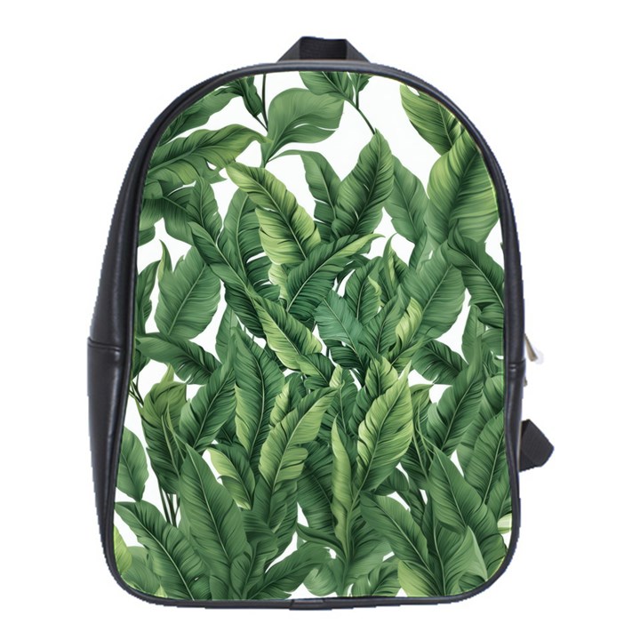 Tropical leaves School Bag (Large)