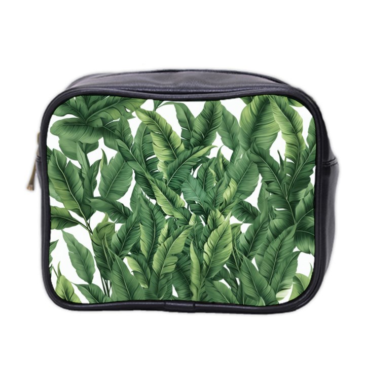 Tropical leaves Mini Toiletries Bag (Two Sides)