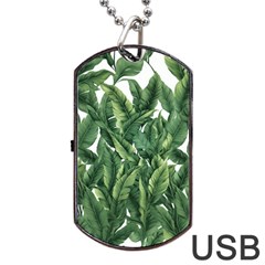 Tropical Leaves Dog Tag Usb Flash (two Sides) by goljakoff