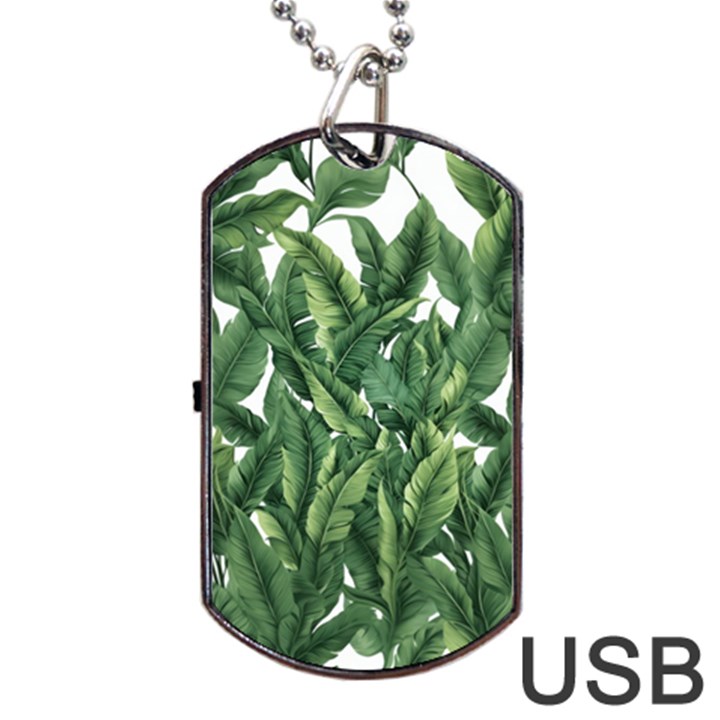 Tropical leaves Dog Tag USB Flash (Two Sides)