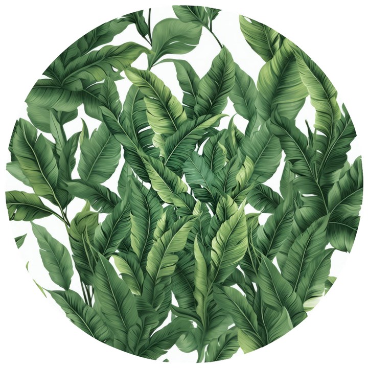 Tropical leaves Wooden Puzzle Round