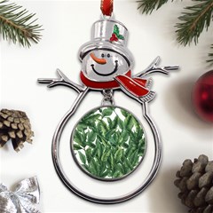 Tropical Leaves Metal Snowman Ornament