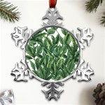 Tropical leaves Metal Small Snowflake Ornament Front