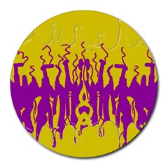 Yellow And Purple In Harmony Round Mousepad by pepitasart