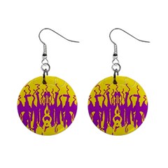 Yellow And Purple In Harmony Mini Button Earrings by pepitasart