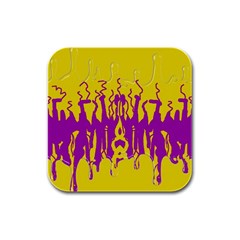 Yellow And Purple In Harmony Rubber Square Coaster (4 Pack) by pepitasart