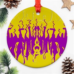 Yellow And Purple In Harmony Round Ornament (two Sides) by pepitasart