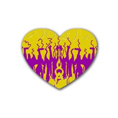 Yellow And Purple In Harmony Rubber Coaster (heart) by pepitasart