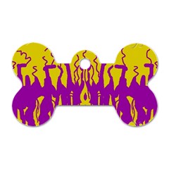 Yellow And Purple In Harmony Dog Tag Bone (one Side) by pepitasart