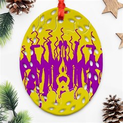 Yellow And Purple In Harmony Ornament (oval Filigree) by pepitasart