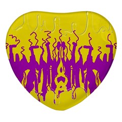 Yellow And Purple In Harmony Heart Glass Fridge Magnet (4 Pack) by pepitasart