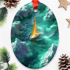 Mountain Birds River Sunset Nature Ornament (oval) by Cemarart