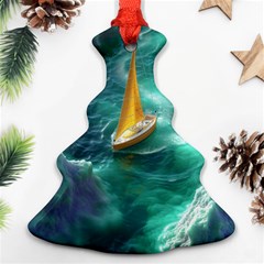 Mountain Birds River Sunset Nature Christmas Tree Ornament (two Sides) by Cemarart