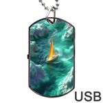 Mountain Birds River Sunset Nature Dog Tag USB Flash (Two Sides) Front