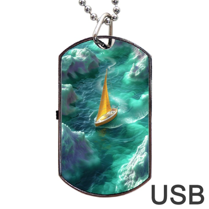 Mountain Birds River Sunset Nature Dog Tag USB Flash (Two Sides)