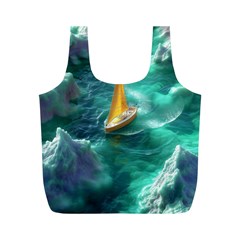 Mountain Birds River Sunset Nature Full Print Recycle Bag (m) by Cemarart