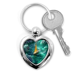 Mountains Sunset Landscape Nature Key Chain (heart) by Cemarart