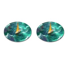 Valley Night Mountains Cufflinks (oval) by Cemarart