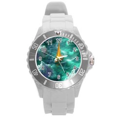 Valley Night Mountains Round Plastic Sport Watch (l) by Cemarart