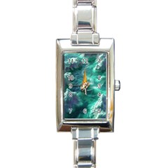 Dolphin Swimming Sea Ocean Rectangle Italian Charm Watch by Cemarart