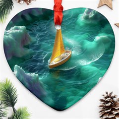 Dolphin Swimming Sea Ocean Ornament (heart) by Cemarart