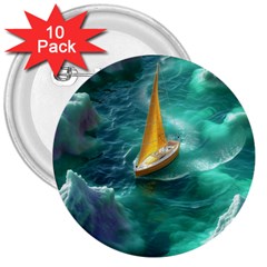 Dolphin Swimming Sea Ocean 3  Buttons (10 Pack)  by Cemarart