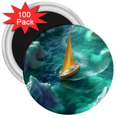 Dolphin Swimming Sea Ocean 3  Magnets (100 Pack) by Cemarart