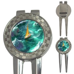 Dolphin Swimming Sea Ocean 3-in-1 Golf Divots by Cemarart