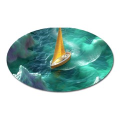 Dolphin Swimming Sea Ocean Oval Magnet by Cemarart