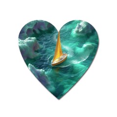 Dolphin Swimming Sea Ocean Heart Magnet by Cemarart