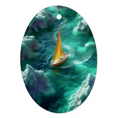 Dolphin Swimming Sea Ocean Oval Ornament (two Sides) by Cemarart