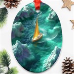 Dolphin Swimming Sea Ocean Oval Ornament (Two Sides) Front