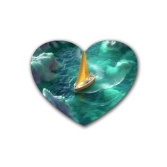 Dolphin Swimming Sea Ocean Rubber Coaster (heart) by Cemarart