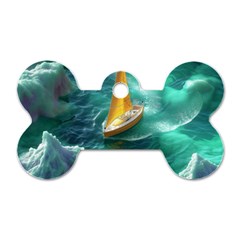 Dolphin Swimming Sea Ocean Dog Tag Bone (two Sides) by Cemarart