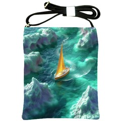 Dolphin Swimming Sea Ocean Shoulder Sling Bag by Cemarart